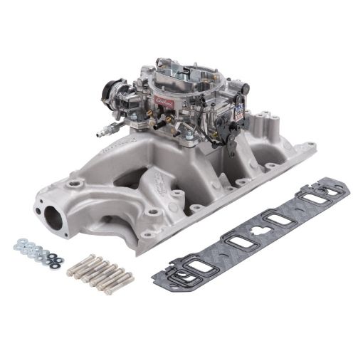 Kuva: Edelbrock Manifold And Carb Kit Performer RPM Air - Gap Small Block Ford 351W Natural Finish