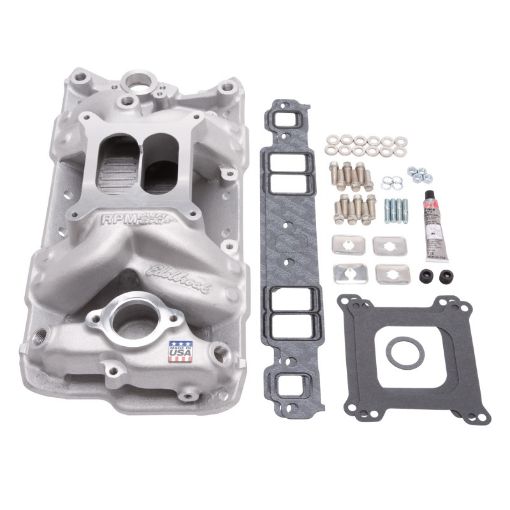 Kuva: Edelbrock Manifold Installation Kit Performer RPM Air - Gap SBC 1957 - 1986 Natural Finish