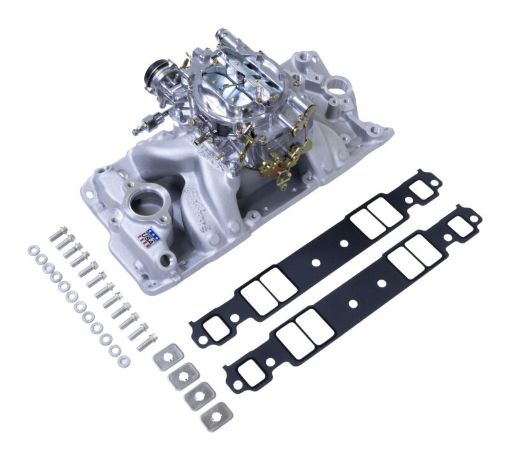 Kuva: Edelbrock Manifold and Carb Kit Performer RPM Air - Gap SBC 1957 - 1986 Natural Finish