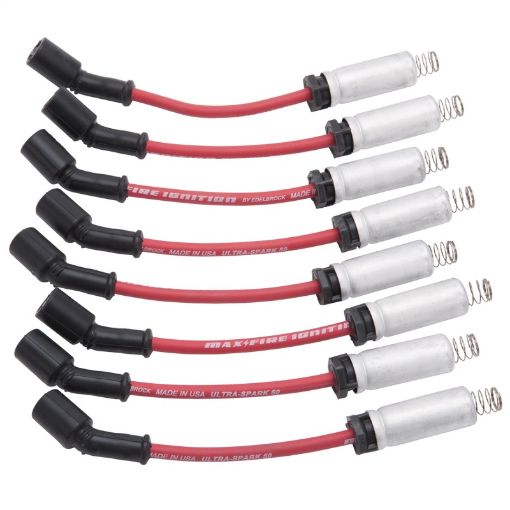 Kuva: Edelbrock Spark Plug Wire Set Ls Kit w Metal Sleeves 99 - 15 50 Ohm Resistance Red Wire (Set of 8)