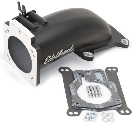 Kuva: Edelbrock Ultra Low Profile Intake Elbow 90mm Throttle Body to Square - Bore Flange Black Finish