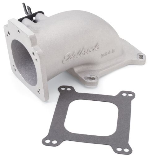 Kuva: Edelbrock Low Profile Intake Elbow 90mm Throttle Body to Square - Bore Flange As - Cast Finish