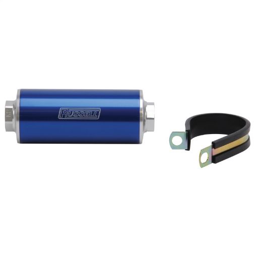 Kuva: Russell Performance Profilter Fuel Filter 6in Long 10 Micron - 10AN Inlet - 10AN Outlet - Blue