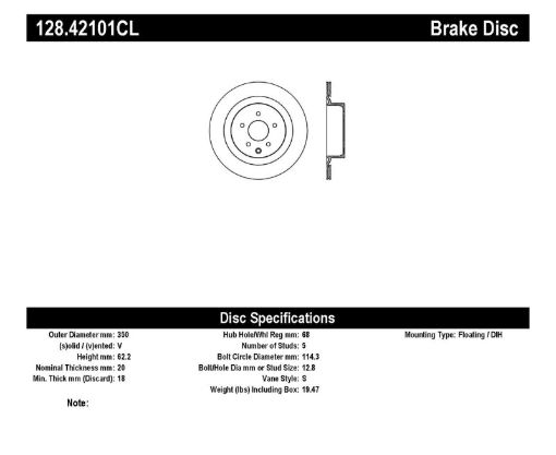 Kuva: StopTech 13 - 17 Nissan 370Z Sport Cryo Drilled Left Rear Rotor