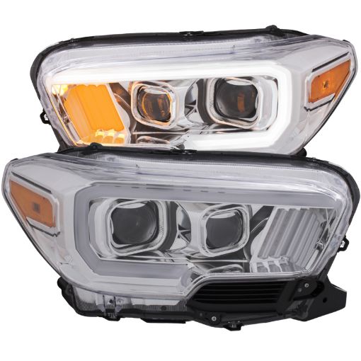 Kuva: ANZO 2016 - 2017 Toyota Tacoma Projector Headlights w Plank Style Design Chrome w Amber