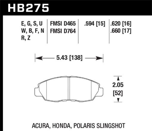 Kuva: Hawk 93 - 02 Honda Accord 96 - 05 Honda Civic HT - 10 Race Front Brake Pads