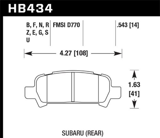 Kuva: Hawk 99 - 03 Subaru Impreza RS DTC - 70 Race Rear Brake Pads