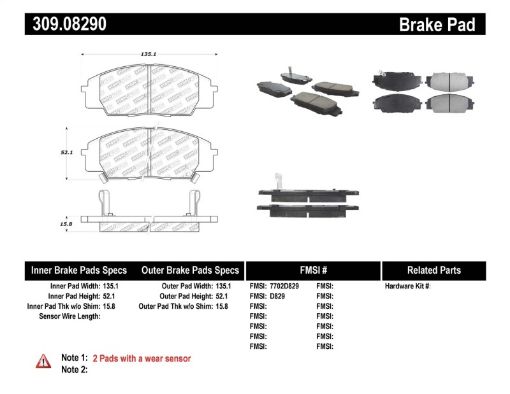 Kuva: StopTech Performance 00 - 09 S200006 Civic Si02 - 06 RSX - S (non base) Front Brake Pads