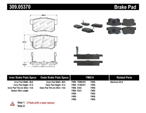 Kuva: StopTech Performance 00 - 09 Honda S2000 92 - 07 Accord 04 - 10 Acura TSX 02 - 06 RSX Rear Brake Pads