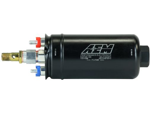 Kuva: AEM 400LPH High Pressure Inline Fuel Pump - M18x1.5 Female Inlet to M12x1.5 Male Outlet