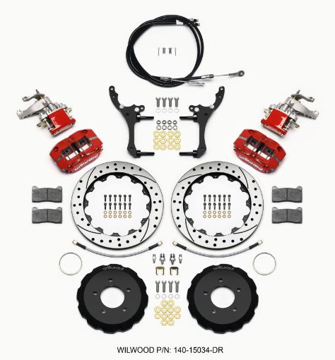 Kuva: Wilwood Dynapro Radial4 MC4 Rear Kit 12.88 Drilled Red 2006 - 15 Miata wLines Cables