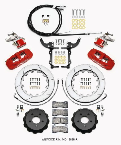 Kuva: Wilwood AERO4 MC4 Rear Kit 14.00 Red 2015 - Up Mustang wLines Cables