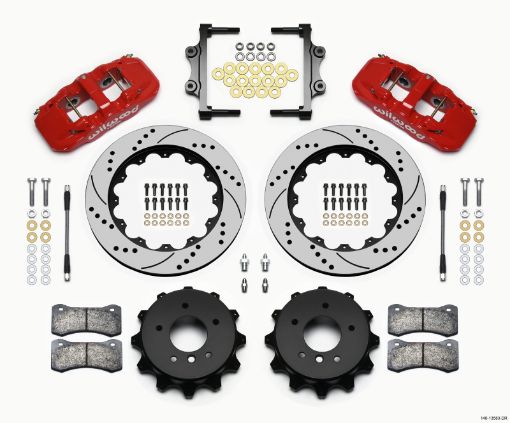 Kuva: Wilwood AERO4 Rear Kit 14.00 Drilled Red 2007 - 2011 BMW E90 Series wLines