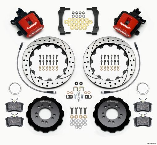 Kuva: Wilwood Combination Parking Brake Rear Kit 12.88in Drilled Red 2013 - Up Ford Focus ST w Lines