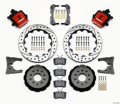 Kuva: Wilwood Combination Parking Brake Rear Kit 12.88in Drilled Red 2005 - 2014 Mustang