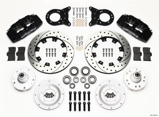 Kuva: Wilwood Dynapro 6 Front Hub Kit 12.19in Drilled 1965 - 1969 Mustang Disc Drum Spindle