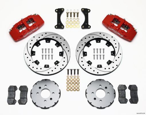 Kuva: Wilwood Dynapro 6 Front Hat Kit 12.19in Drilled Red 94 - 01 HondaAcura w262mm Disc