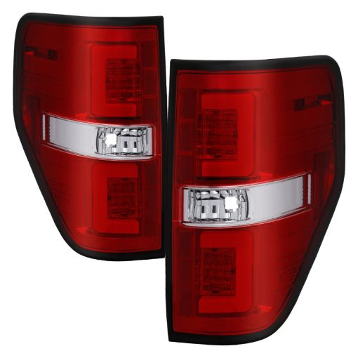 Kuva: Spyder 09 - 14 Ford F150 V2 Light Bar LED Tail Lights - Red Clear (ALT - YD - FF15009V2 - LBLED - RC)