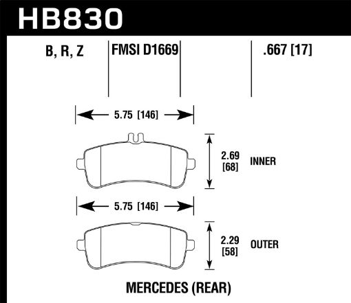 Kuva: Hawk 13 - 16 Mercedes - Benz SL63 AMGSL65 AMG Perfromance Ceramic Street Rear Brake Pads