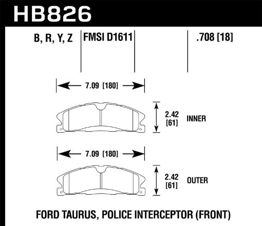 Kuva: Hawk 13 - 16 Ford Taurus SHO 13 - 16 Lincoln MKS Performance Ceramic Street Front Brake Pads