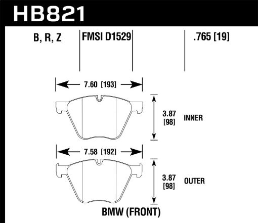 Kuva: Hawk 10 - 15 BMW 760Li 11 - 15 BMW B7 AlpinaB7 Alpina xDrive HPS 5.0 Front Brake Pads