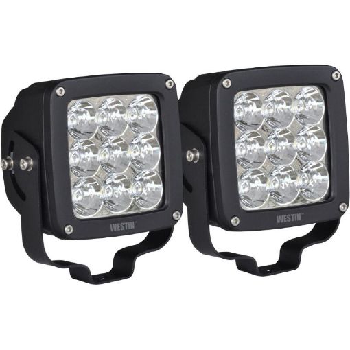 Kuva: Westin Axis LED Auxiliary Light 4.5 inch x 4.5 inch Square Spot w3W Osram (Set of 2) - Black