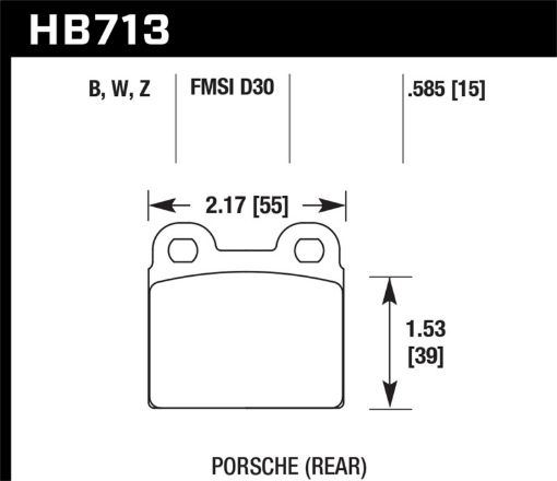 Kuva: Hawk 65 - 69 Porsche 911912 Performance Ceramic Street Rear Brake Pads