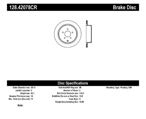 Kuva: StopTech 03 - 12 Infiniti FX35 Drilled Sport Right Rear Cryo Rotor