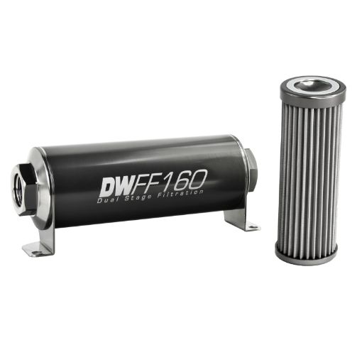 Kuva: DeatschWerks Stainless Steel 8AN 40 Micron Universal Inline Fuel Filter Housing Kit (160mm)